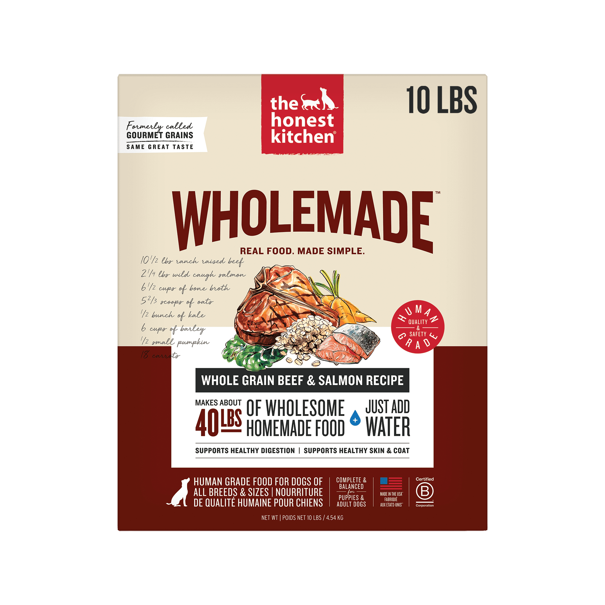 The Honest Kitchen Wholemade™ Whole Grain Beef & Salmon Dog Food, 10 lb Box
