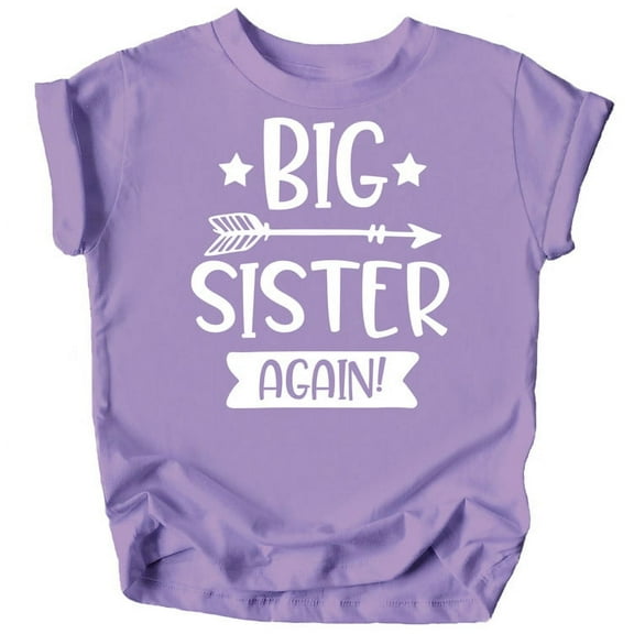 Arrow Big Sister Again Sibling Announcement Shirts for Baby and Toddler Girls Sibling Outfits Purple Shirt
