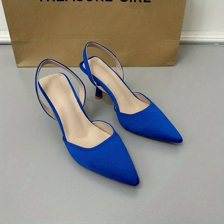 

TUOBKE ”Stylish Women‘s Summer Slingback Sandals - Mid Heel Stiletto Pointed Toe Comfy Fabric Shoes”