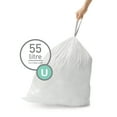 thumbnail image 3 of simplehuman Code U Custom Fit Drawstring Trash Bags in Dispenser Packs, 60 Count, 55 Liter / 14.5 Gallon, White, 3 of 4
