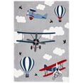 thumbnail image 2 of SAFAVIEH Carousel Kids Biplanes in the Sky Area Rug, Light Gray/Red, 5'3" x 7'6", 2 of 10