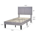 thumbnail image 7 of VECELO Twin Size Bed Frame with Charging Station, Upholstered Platform Bed Frame with Adjustable Headboard, Wooden Slats Support, No Box Spring Needed, Gray, 7 of 7