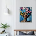 thumbnail image 4 of Nawypu African American Canvas Wall Art Pink Butterfly on Black Women Head Pictures Black Girl Painting Print Living Room Decor Frame (African American), 4 of 5