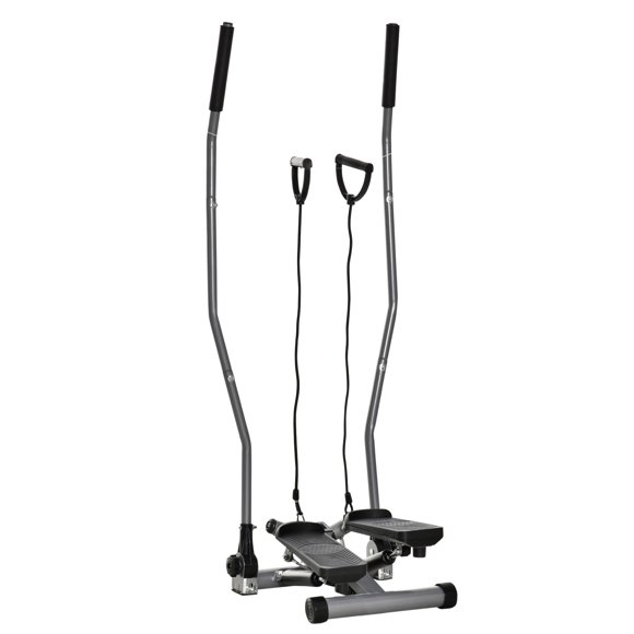 Soozier Twist Stair Stepper Exercise Machine with Rocking Handlebars, Cardio Climber Exercise Equipment with Hydraulic Resistance, LCD Display for Home Workout Exercise, Silver