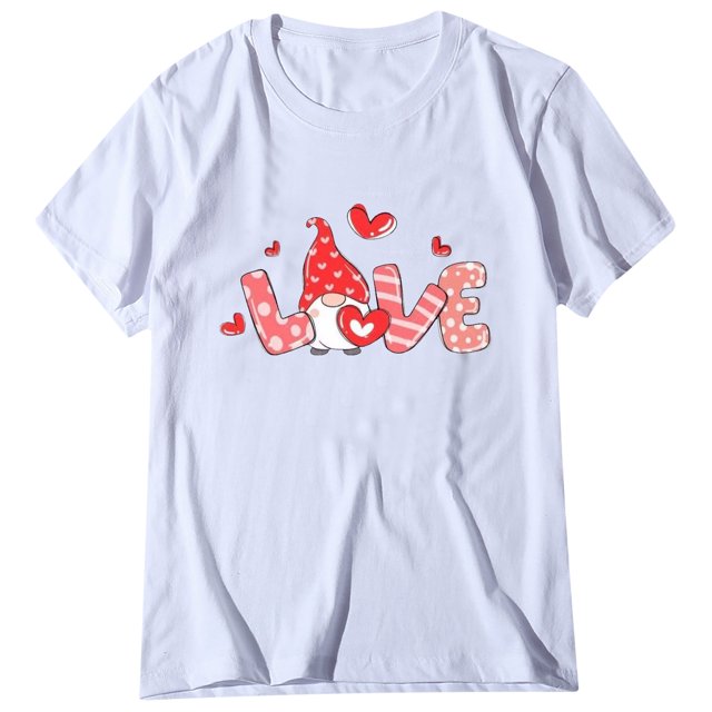Camiseta de manga corta con estampado de amor lindo para el día de San Valentín informal para mujer Fridja gope1659