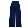 thumbnail image 5 of Gubotare Long Plus Size Elastic Waistband Wide Legged Pants (Navy,M), 5 of 5