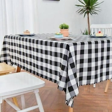 54x108in Vinyl Tablecloth With Flannel Backing, Checkered Vinyl Plastic Table Cloth Cover Oil Spill Proof Pvc Table Cloths For Camping Picnic Dining Indoor Outdoor, Disposable Thickened Tablecloth