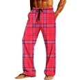 thumbnail image 3 of Txeol Red Plaid Pj Pants Men Big and Tall Straight Leg Lounge Trousers Casual Drawstring Waist Pjs Bottoms with Pockets,XL, 3 of 10