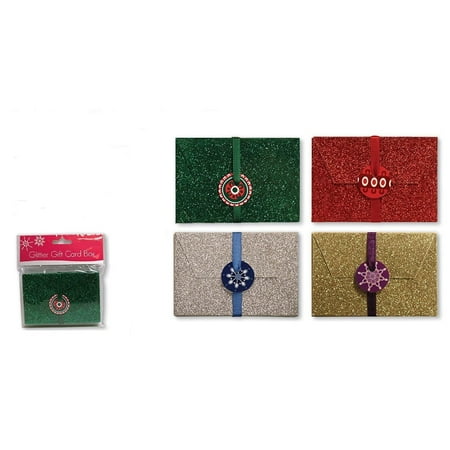 Elegant Handmade Christmas Cards Handmade Assorted Embellished with a Dazzling Glitter Finish Gift Cards and Money Holder Cards Greeting Cards Money Card for Christmas with Elastic Wrap and Gift Tag ()