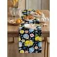 thumbnail image 3 of Summer Beach Table Runner, Ocean Starfish Shell Coastal Conch Lemon Flowers Black Cotton Linen Kitchen Table Decoration Washable Dining Tabletop Runners for Home Party Decor 13x72 Inches, 3 of 9