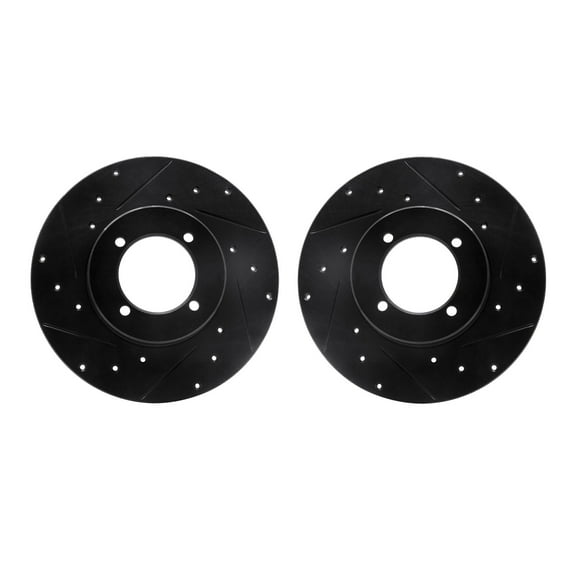 Dynamic Friction Company Front Brake Rotors-Drilled and Slotted-Black 8002-67027