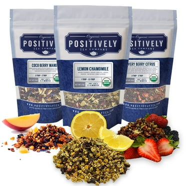 Positively Tea's Organic Herbal Tea Sampler, Loose Leaf, 4 oz Bags, 3 Pack