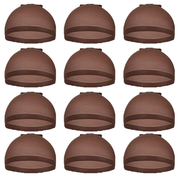 Peluca de malla para el cabello, redecilla para el cabello, gorros para peluca para mujer, paquete de 12, color marrón oscuro