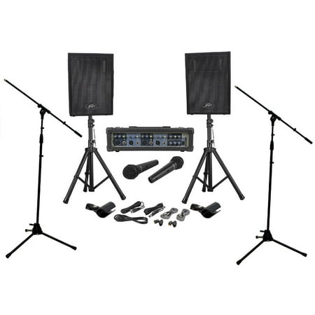 - New Peavey Audio Performer Pack Pa Mixer 100W Speaker Amp W/ Mic Stand Package