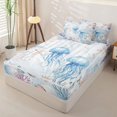 thumbnail image 2 of Homewish Watercolor Ocean Coral Zipper Twin Comforter Sets with Fitted Sheet and 2 Pillowcases,Wild Jellyfish Starfish Zipper Bedding Set For Girls Kids,Reversible,4-Piece, 2 of 7