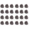 thumbnail image 1 of 6 piñas navideñas de 1,96" con punta de nieve, naturales, de madera esmerilada, para decorar y diseñar (6 unidades), 1 of 5