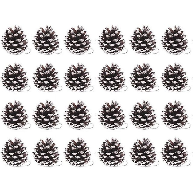 6 piñas navideñas de 1,96" con punta de nieve, naturales, de madera esmerilada, para decorar y diseñar (6 unidades)