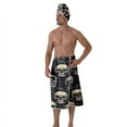 thumbnail image 2 of Colevkie Men's Soft Absorbent Bath Skirt & Towel 2 Pieces Set Adjustable Lightweight Beach Towel Shower Skirt Bath Wrap Set for Bathroom Home Sauna Hotel Printed Skulls Pattern, 2 of 7
