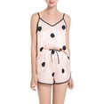 thumbnail image 1 of Okbabeha Y2k Women's 2 Piece Lounge Set Silk Stain Pajama Set Ruffle Leaf/Dot Print VNeck Spaghetti Strap Cami Tops+Shorts Sets Sleepwear Pjs, 1 of 4