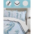 thumbnail image 3 of Full Size Quilt Bedding Set, Seahorse Coastal Reversible Summer Quilt 3 Pieces, Nautical Seaside Coral Starfish Conch Lightweight Bedspreads Coverlets with 2 Pillow Shams for All Seasons, 3 of 5