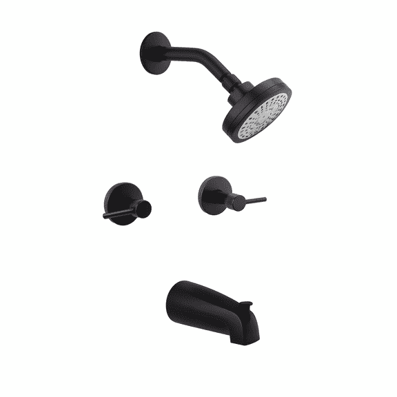 Design House Eastport II Modern Matte Black Two-Handle Tub and Shower Faucet