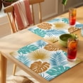 thumbnail image 4 of Orange Teal Palm Leaves Placemats Set of 12 Tropical Botanical Summer Place Mats Indoor Wipeable Table Mats Washable Cloth Dining Table Placemats for Kitchen Holiday Party Home Decor 13x19 Inch, 4 of 9