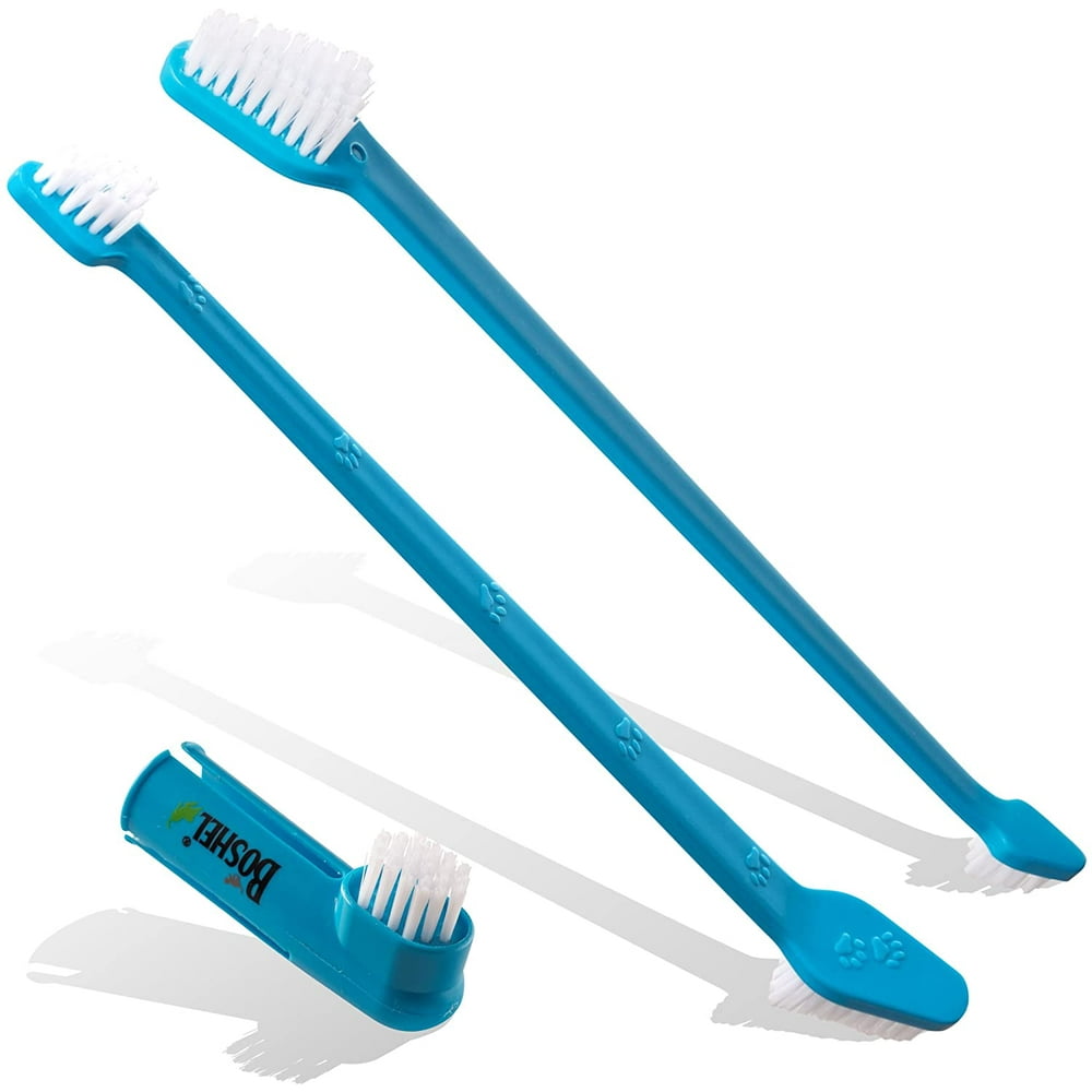 Boshel Dog Toothbrush Pack 2 Long Handled Dual Headed Toothbrushes