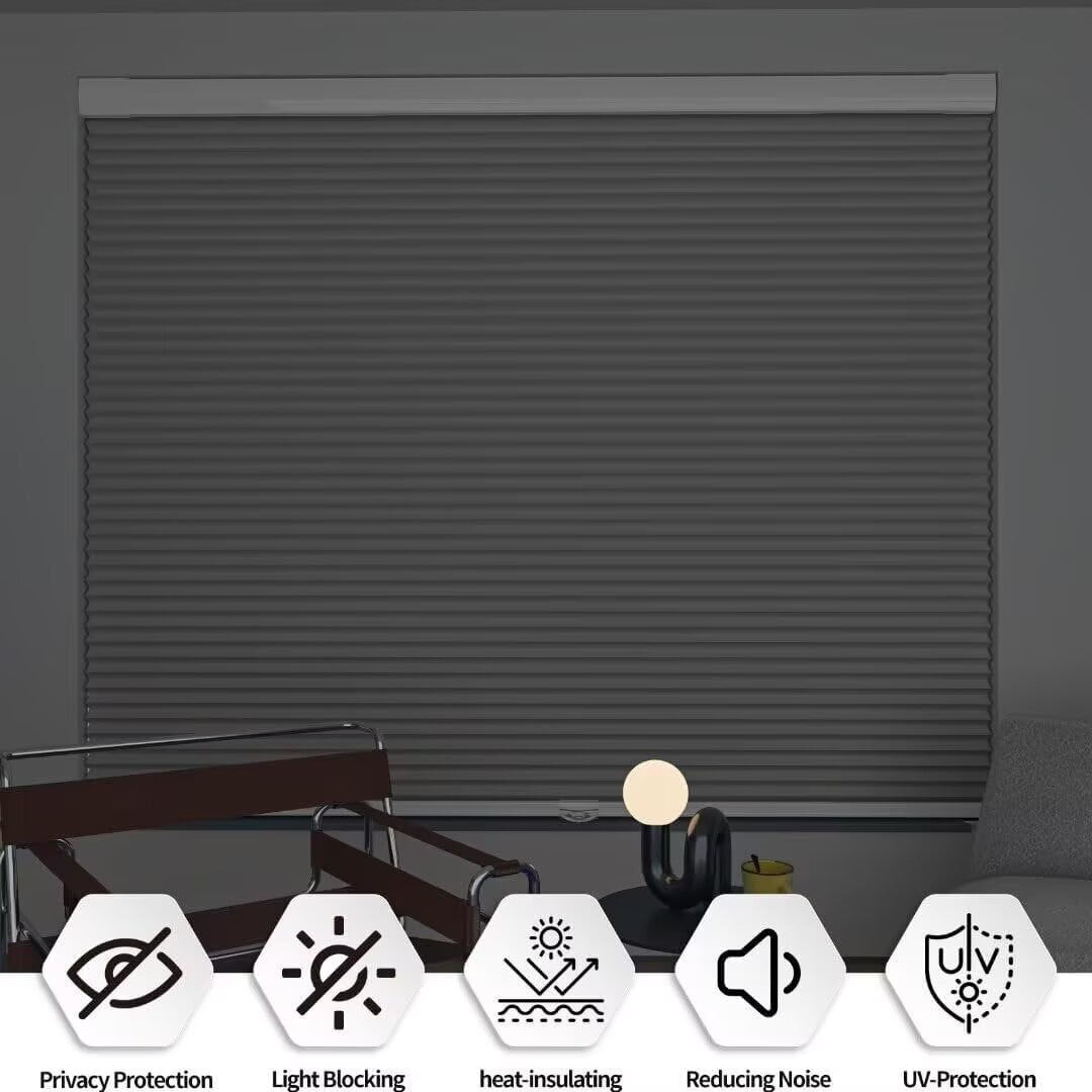 Myshade No Drill Blackout Shades Tension Cordless Cellular Blinds for Indoor Windows No Tools Window Blinds & Shades