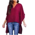 thumbnail image 2 of Kayannuo Womens Tops Long Sleeve Fall Women Solid Short Front Long Back Thin Long Sleeve V-Neck Shirt Blouse Top, 2 of 6