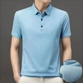 thumbnail image 2 of HCNTES Mens Knit Polo Shirts Up Textured T Shirts Casual Solid Color Slim Fit Short Sleeve Summer Golf Tee Shirt（Z03-Light Blue,4XL), 2 of 7