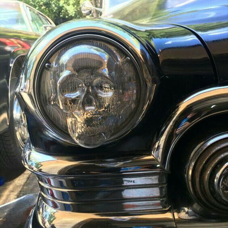 Syina 1/2 PCS Skull Headlight Covers 7/5.75 Inch Motorcycle Headlight Decorative Lamp Covers for Car Truck Auto Decorative Protective Head Lamp Cover Accessory Without Lamp 