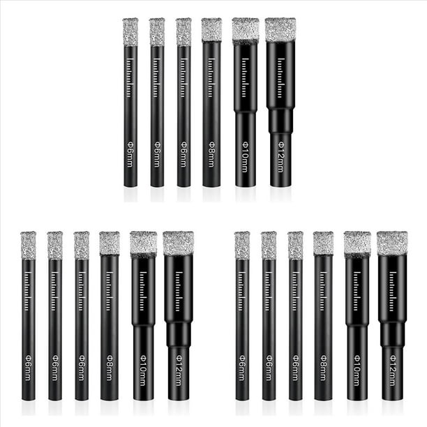 18 Uds Broca de Diamante Broca para Azulejo de Porcelana 6Mm 8Mm 10Mm 12Mm Juegos de Brocas para Azulejo Brocas Redondas Brocas Secas