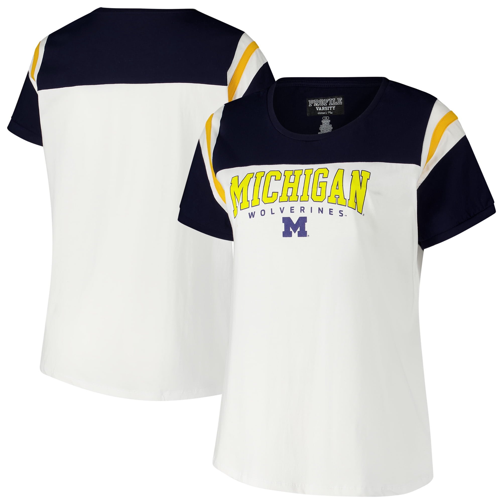 Women's Fanatics White Michigan Wolverines Plus Size Winning Gear T-Shirt