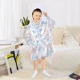 thumbnail image 6 of Wearable Blanket with Sleeves and Pocket Oversized Hooded Sweatshirt 3-14 YR Blue Floral Ornaments S, 6 of 7