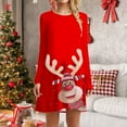 thumbnail image 5 of Drie Christmas Jumper Women Christmas Sweater Dress Printed Long Sleeve Knit Mini Dress Xmas Tunic Dress Khaki,XL, 5 of 6
