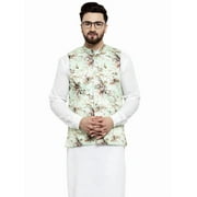 Maple Clothing Men's Vest Nehru Jacket Waistcoat Indian Outerwear Guest Outfit Festival (Lime Green, XL)