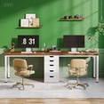 thumbnail image 6 of 78.7 Inch 5-Drawer Double Computer Desk - Two-Person Workstation with Storage, Brown & White, MDF with Metal Legs - for Home Office, 6 of 6