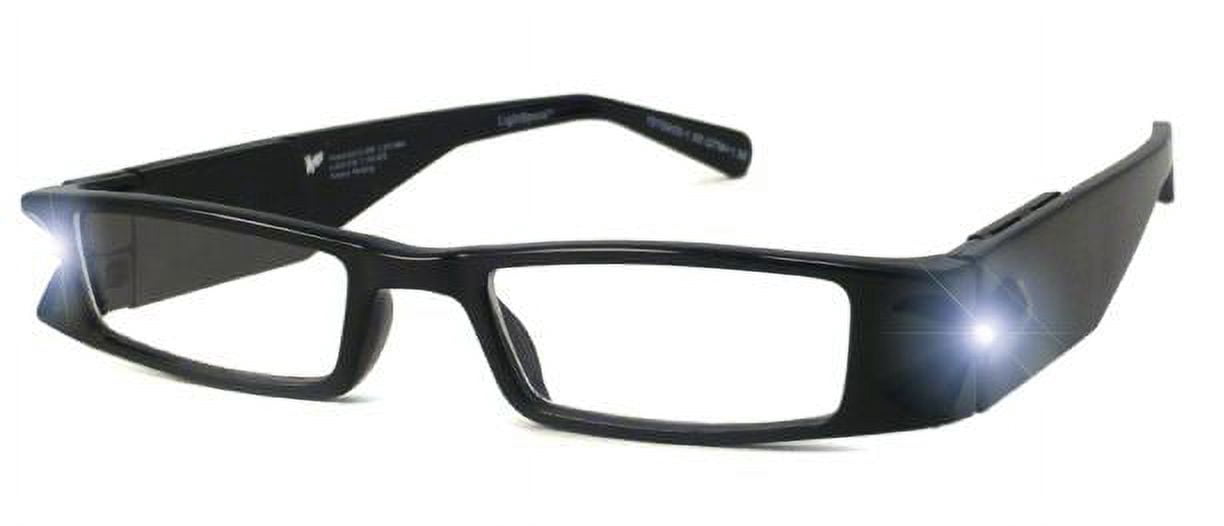 LightSpecs LightWeight Reading Glasses with LED lights +1.00 Power, Black, w/Tube Case