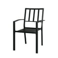thumbnail image 2 of Hassch 2pcs Wrought Iron Dining Chairs Metal Arm Chair with Vertical Backrest for Outdoor Home Garden Patio, Black, 2 of 10