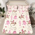 thumbnail image 2 of Homewish Pink Cowgirl Boot Full Size Sheets for Teens, Hippie Western Cactus Bed Sheets, Farmhouse Horse Animal Sheet Sets, Ultra Soft Bedroom Decor, 4pcs, 2 of 7