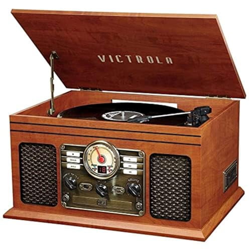 Open Box Victrola Quincy - 6-in-1 Bluetooth Record Player - Mahogany