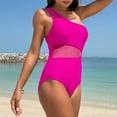 thumbnail image 5 of SROBPTY Women's One Shoulder Mesh Bikini Swimsuit Bathing Suit Swimwear Hot Pink,XXL, 5 of 5