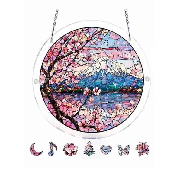 83 Pieces Acrylic Suncatcher Puzzle, 7.4 Inch Unique Chasing the Sun Sea Acrylic Sun Catcher, Sun Catcher Acrylic Puzzles Garden Decoration for Doors Garden and Window Hanging
