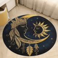 thumbnail image 4 of Golden Moon Sun Faces Art Round Area Rugs for Bedroom Living Room, 2FT Soft Comfy Indoor Circle Carpets, Carpet Home Decor Floor Mat, 4 of 6