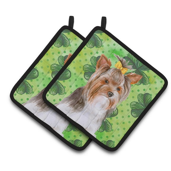 Caroline's Treasures Yorkshire Terrier #2 St Patrick's Pair of Pot Holders