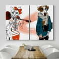 thumbnail image 3 of wall26 Canvas Print Wall Art Set Cartoon Cat and Dog in Hipster Clothes Animals Wildlife Illustrations Modern Art Chic Colorful Rustic Nature for Living Room, Bedroom, Office - 16"x24"x2 Pa, 3 of 5