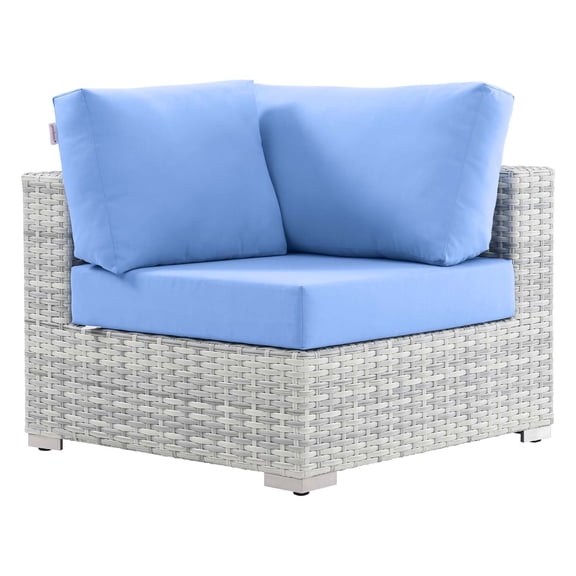 Lounge Chair, Rattan, Wicker, Light Grey Gray Light Blue, Modern Contemporary Urban Design, Outdoor Patio Balcony Cafe Bistro Garden Furniture Hotel Hospitality