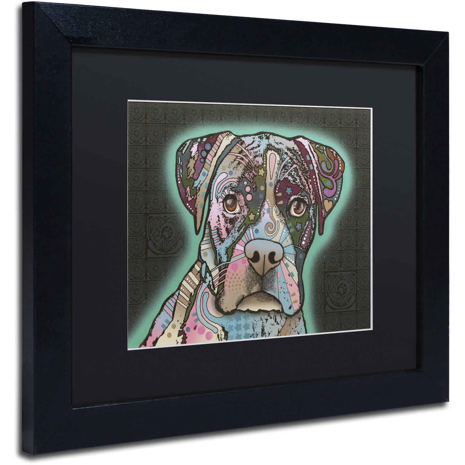 Trademark Fine Art "Love Thy Boxer" Canvas Art by Dean Russo, Black Matte, Black Frame