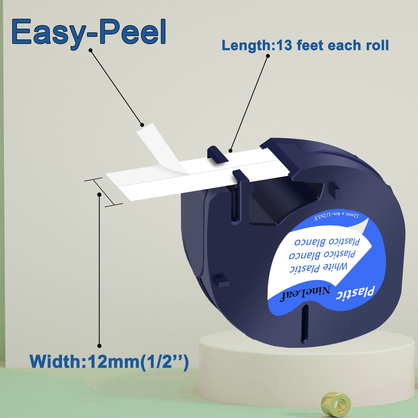 (2 pack) NineLeaf 5PK Compatible for DYMO LetraTag Refills 91331 12mm 1/2" White Plastic Label Maker Tape