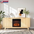 thumbnail image 2 of Hassch 58" Fireplace TV Stand with 18" Electric Fireplace, Farmhouse Wood Entertainment Center with Fluted Doors & Soft Close Hinges & Gold Handles, Remote Control Included, Fits up to 70" TVs, 2 of 6